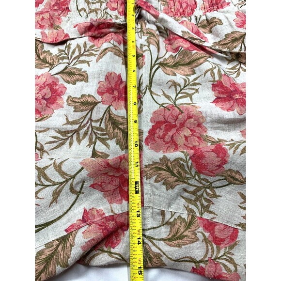 Joie Linen Pants Women's Size L Pink Floral Wide Leg Ankle Pull on Beach - Picture 5 of 11